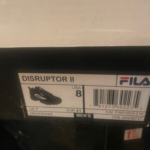 Fila Disruptor II Black and White Sneakers